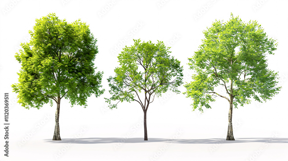 Collection of Cottonwood and Plane trees, beautifully isolated on a white background. Collection of Cottonwood and Plane trees, beautifully isolated on a white background.