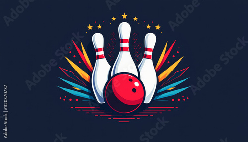 Bowling Pin and Ball Graphic Design