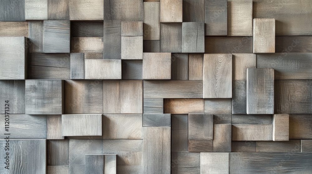 Fototapeta premium Textured wooden wall art installation modern gallery interior design contemporary environment close-up view artistic expression