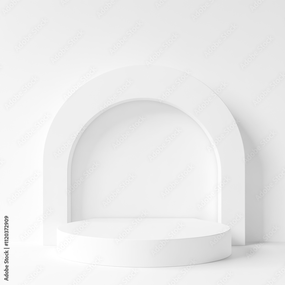 Blank white podium platform or pedestal with white background Blank white podium platform or pedestal with white background