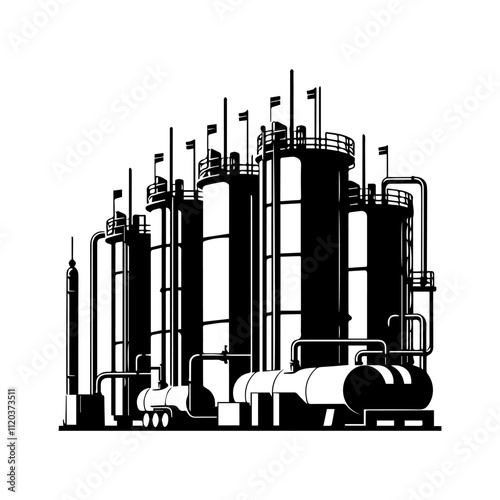 Simple Vector Icon of a Hydrotreating Units – Logo Design Illustration
