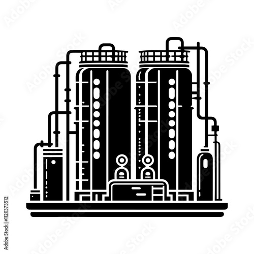 Simple Vector Icon of a Hydrotreating Units – Logo Design Illustration