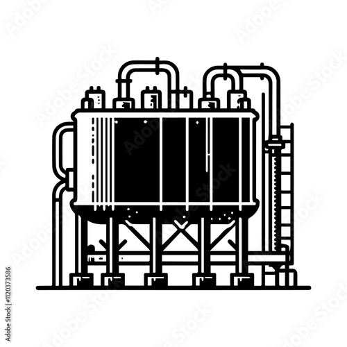 Simple Vector Icon of a Hydrotreating Units – Logo Design Illustration