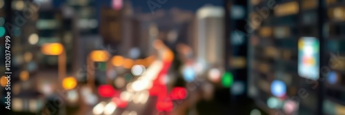 Wallpaper Mural City skyline with blurred lights and busy urban traffic during nighttime hours Torontodigital.ca