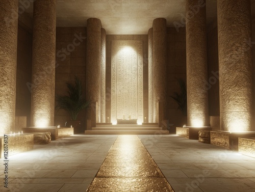 Ancient mystery religion rituals enigmatic temple digital art ethereal atmosphere eye-level view spiritual concepts photo