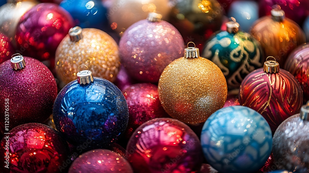 Christmas balls in a festive arrangement, perfect for a Merry Christmas and Happy New Year concept. Christmas balls in a festive arrangement, perfect for a Merry Christmas and Happy New Year concept.