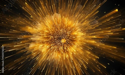 Dynamic explosion of golden particles in hyperspace motion