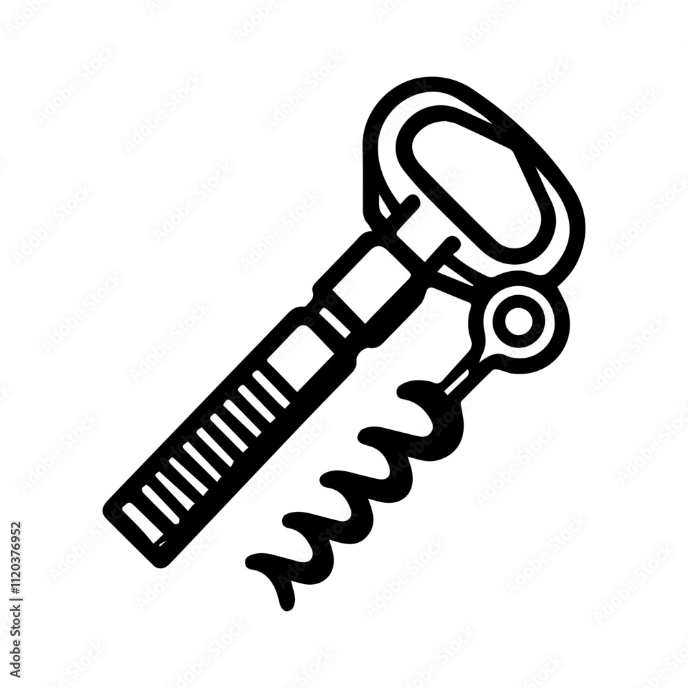 Simple Vector Icon of a Bottle Opener and Corkscrew – Logo Design Illustration Simple Vector Icon of a Bottle Opener and Corkscrew – Logo Design Illustration