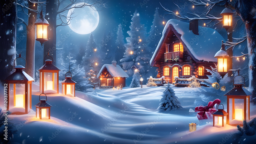 reamy Winter Landscape with Falling Snow reamy Winter Landscape with Falling Snow
