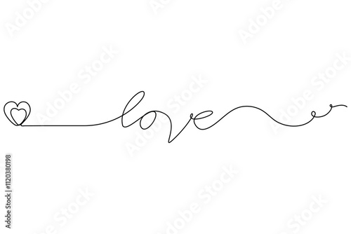 Continuous one line drawing of heart shape love sign