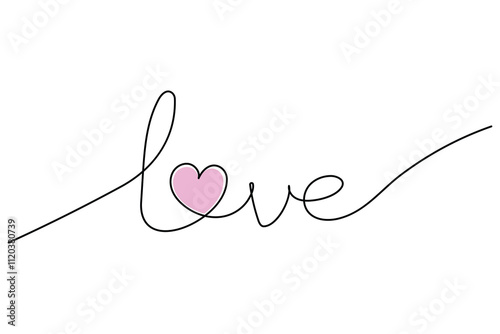 Continuous one line drawing of heart shape love sign