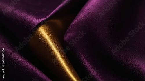 Rich purple velvet with subtle golden accents creating deep curves and luxurious shadows perfect abstract background for Mardi Gras or festive royalty inspired events photo