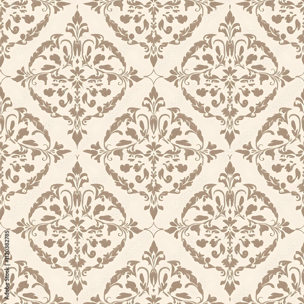 Beige and Mocha Mousse Damask Seamless Pattern Beige and Mocha Mousse Damask Seamless Pattern