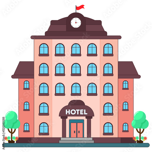 Hotel Building Vector Illustration