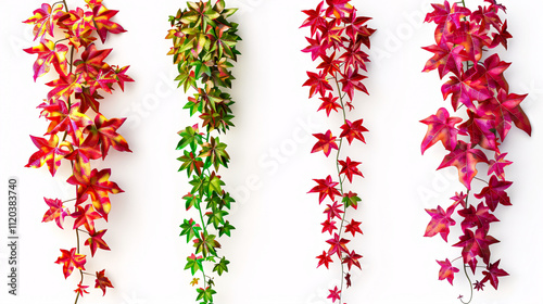 Parthenocissus Quinquefoilia (Virginia Creepers): Collection on an isolated transparent background.