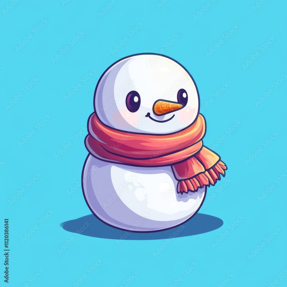 Cute cartoon snowman wearing a red scarf. Cute cartoon snowman wearing a red scarf.