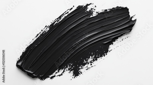 Artistic action of applying black paint studio environment texture close-up creative process view modern art concept