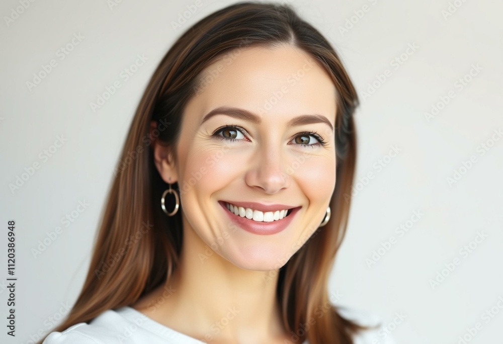 Serene portrait of a 35-year-old female with a warm smile Serene portrait of a 35-year-old female with a warm smile