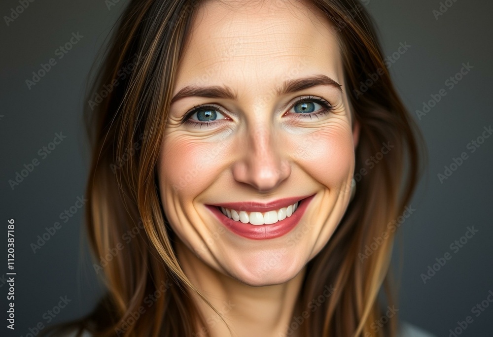 A serene and inviting portrait of a female with a warm smile A serene and inviting portrait of a female with a warm smile