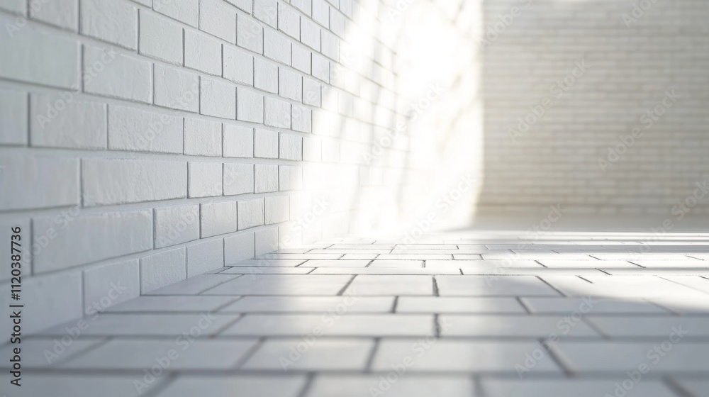 Light and shadow play in minimalist white interior modern architecture space bright environment ground perspective design concept Light and shadow play in minimalist white interior modern architecture space bright environment ground perspective design concept