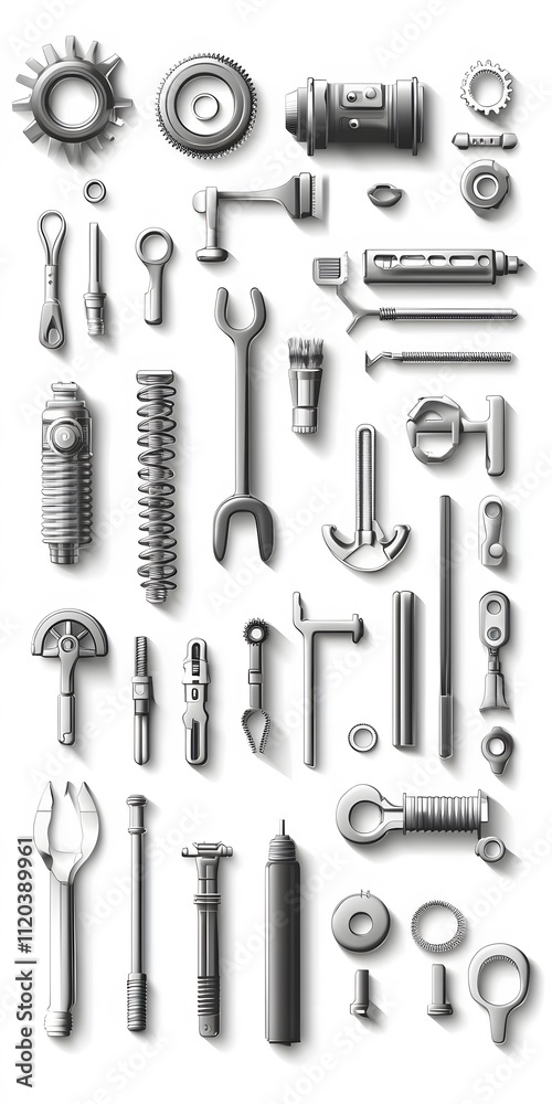 Theme: Mechanical Workshop, Tools, Icon Set, Shapes, Objects, on White Background, Abstract Image, Texture, Pattern Background, Wallpaper, Cover and Screen of Smartphone, PC, Laptop, 9:16 and 16:9 For Theme: Mechanical Workshop, Tools, Icon Set, Shapes, Objects, on White Background, Abstract Image, Texture, Pattern Background, Wallpaper, Cover and Screen of Smartphone, PC, Laptop, 9:16 and 16:9 For