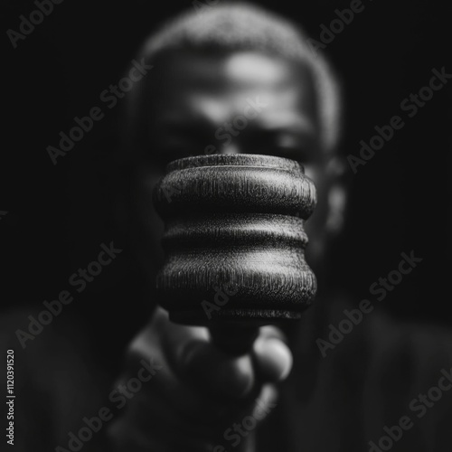 Foto de juez en tribunal con el mazo en primer plano photo