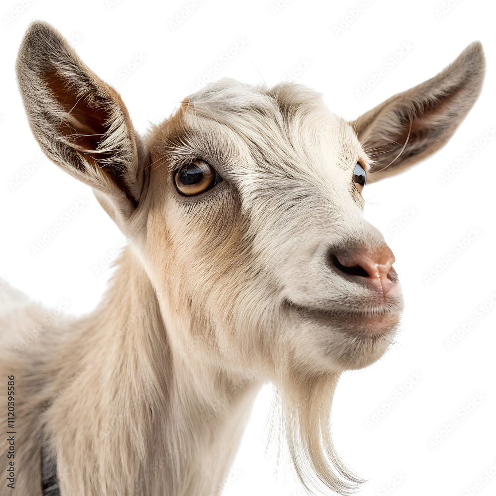 Close-Up Portrait of a Goat isolated on transparent background cutout, Png, Cutout Close-Up Portrait of a Goat isolated on transparent background cutout, Png, Cutout