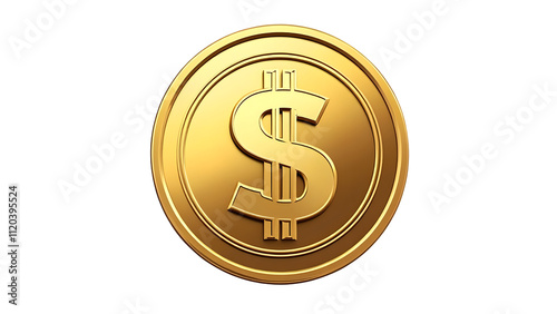 gold dollar coin isolated on white background , png format
