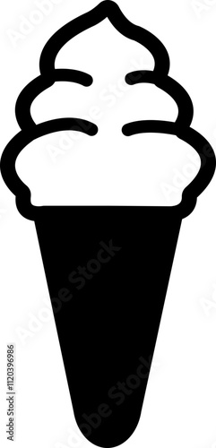 Ice cream constructor icon in flat, line. frozen milk sweets toppings scoop waffle cone yogurt chocolate vanilla flavors, exact isolated on transparent background vector for apps or website