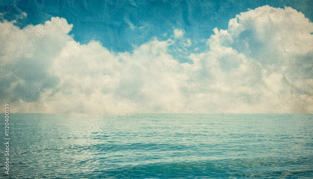 Obraz premium Vintage Tranquil Seascape with Cloudy Ocean View