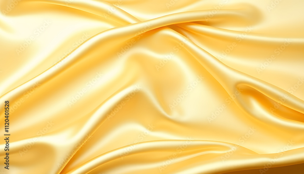 Fototapeta premium yellow gold satin texture that is white silver fabric luxurious shiny that is abstract silk cloth background with patterns soft waves blur beautiful, hyperrealism