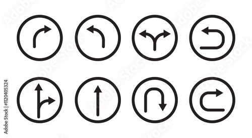 Black direction arrow icon set vector. different direction, road signs, set of arrows. Diverse black arrow icon collection vector.
