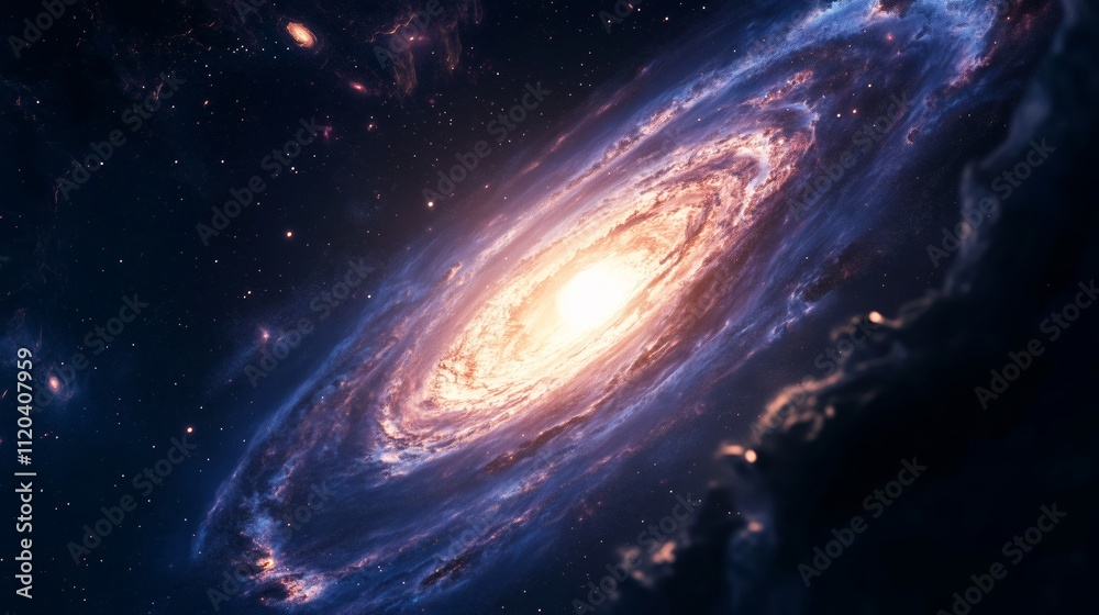Fototapeta premium Radiant Spiral Galaxy in Deep Space - made with Generative AI