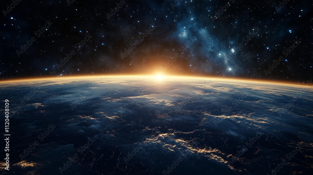 Breathtaking View of Earth from Space at Sunrise - made with Generative AI Breathtaking View of Earth from Space at Sunrise - made with Generative AI