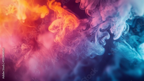 Colorful swirling smoke in vibrant orange and purple tones