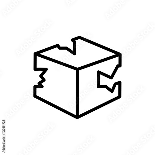 Broken cardboard box icon Thin line art collection