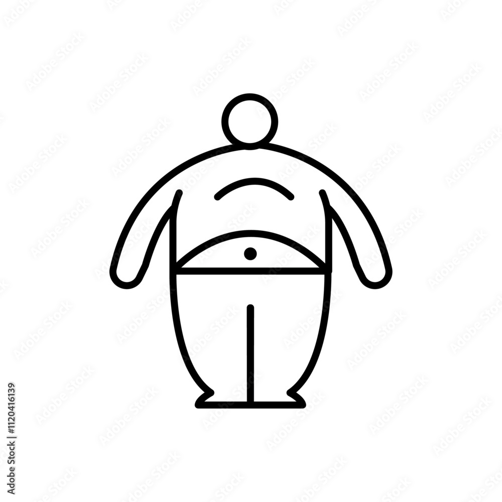 Fat man icon Thin line art collection Fat man icon Thin line art collection