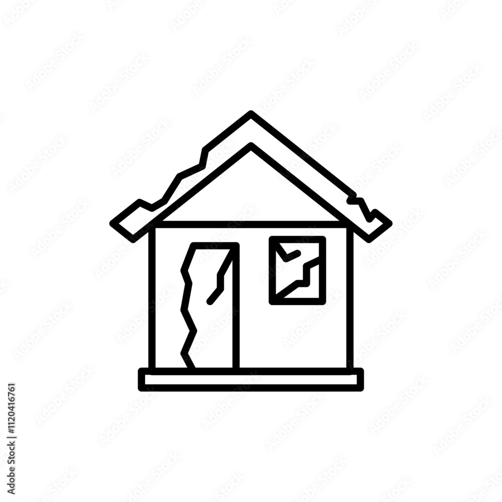 House damage icon Thin line art collection House damage icon Thin line art collection