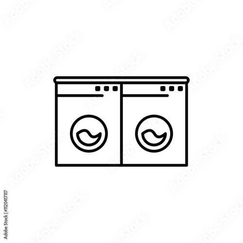 Laundry zone icon Thin line art collection