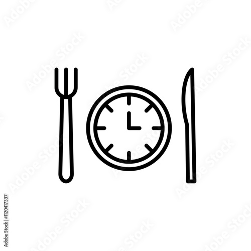 Lunchtime icon Thin line art collection