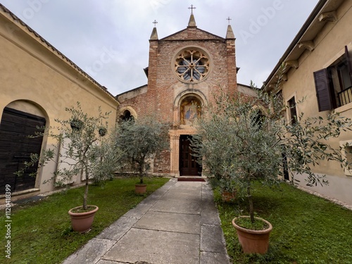 Chiesa di San Zeno in Oratorio (San Zenetto) church in Verona, cloudy day