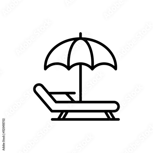Sunbed icon Thin line art collection