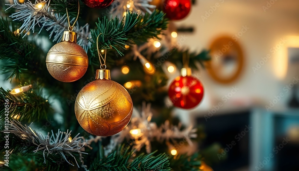 Obraz premium Minimalist Studio Christmas Tree with Elegant Decorations