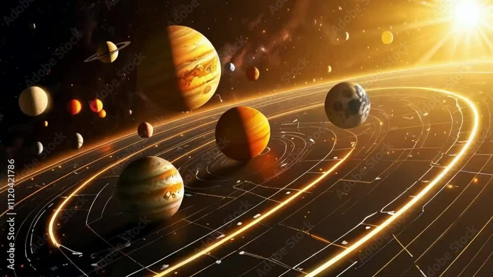 planets and stars in the space