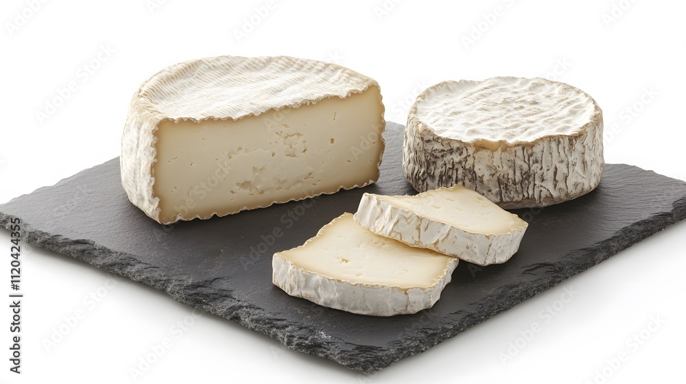 Creamy Cheese Selection On A Dark Slate Board Creamy Cheese Selection On A Dark Slate Board