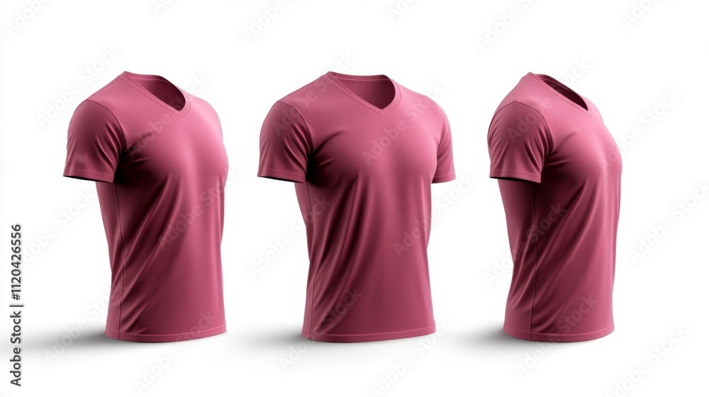 Maroon V-Neck 3D Render T-shirt Mockup on Mannequin. Generative AI Maroon V-Neck 3D Render T-shirt Mockup on Mannequin. Generative AI