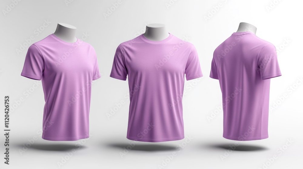 Oversized Purple T-shirt 3D Mockup on White Background. Generative AI Oversized Purple T-shirt 3D Mockup on White Background. Generative AI