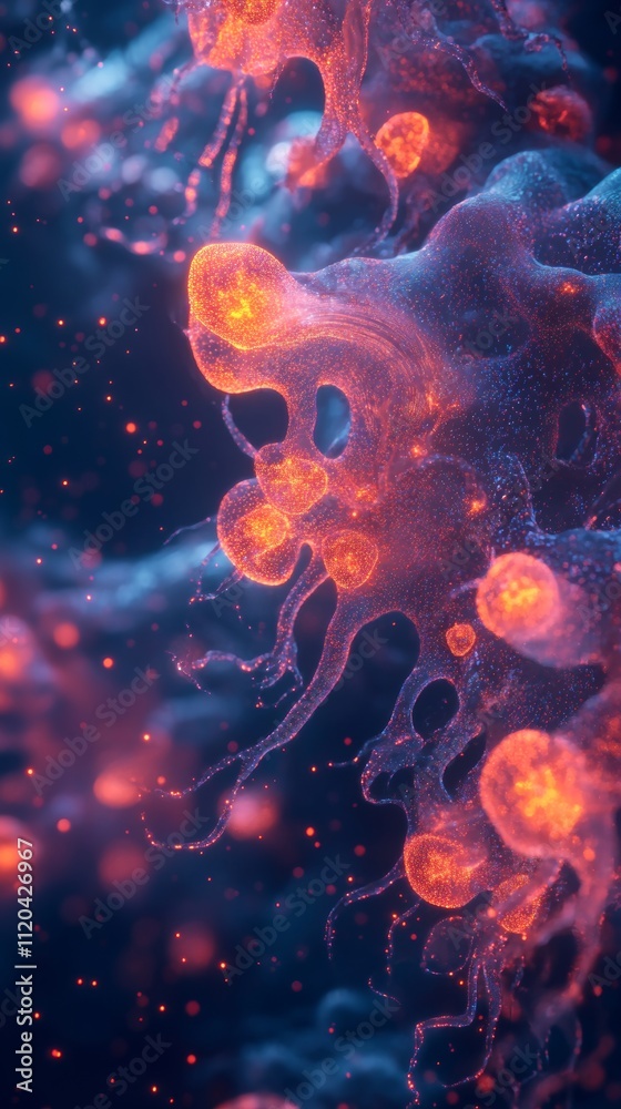 Vibrant abstract of cells on a dark background Vibrant abstract of cells on a dark background