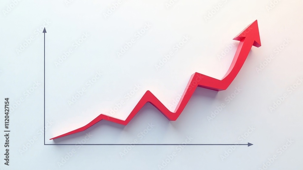 Minimalist rising trend graph on a white background depicting hashtag popularity trends with copyspace Minimalist rising trend graph on a white background depicting hashtag popularity trends with copyspace