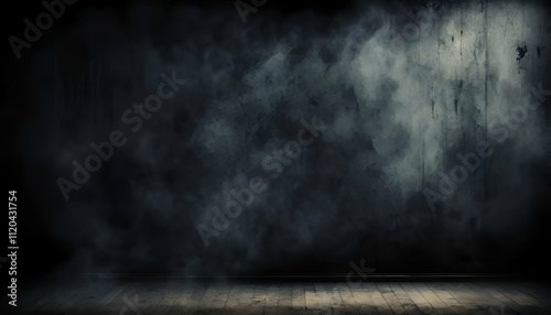 Dark Foggy Smoke on a Dramatic Black Background.